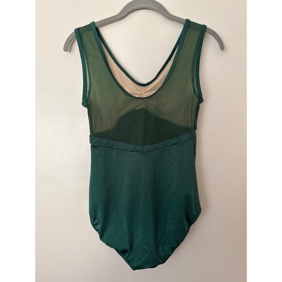 New Suffolk Embroidered Mesh Green Tank Leotard L - Picture 4 of 6